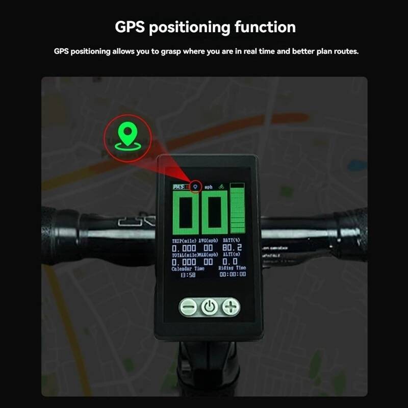 Spidometer Sepeda Listrik dengan GPS PAS Gear Layar LCD Pintar IP65 untuk Sepeda Gunung Listrik