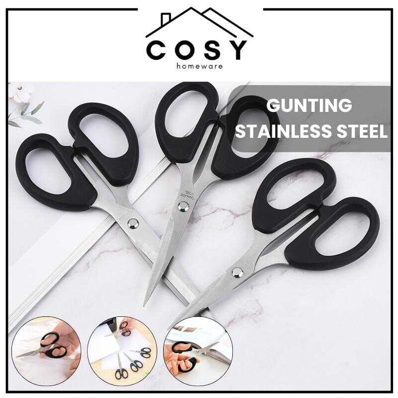 

COSY Gunting Serbaguna Kertas Kain Plastik Dapur Daun Benang Emigo Besar Sedang Kecil Multifungsi Gagang Hitam Bahan