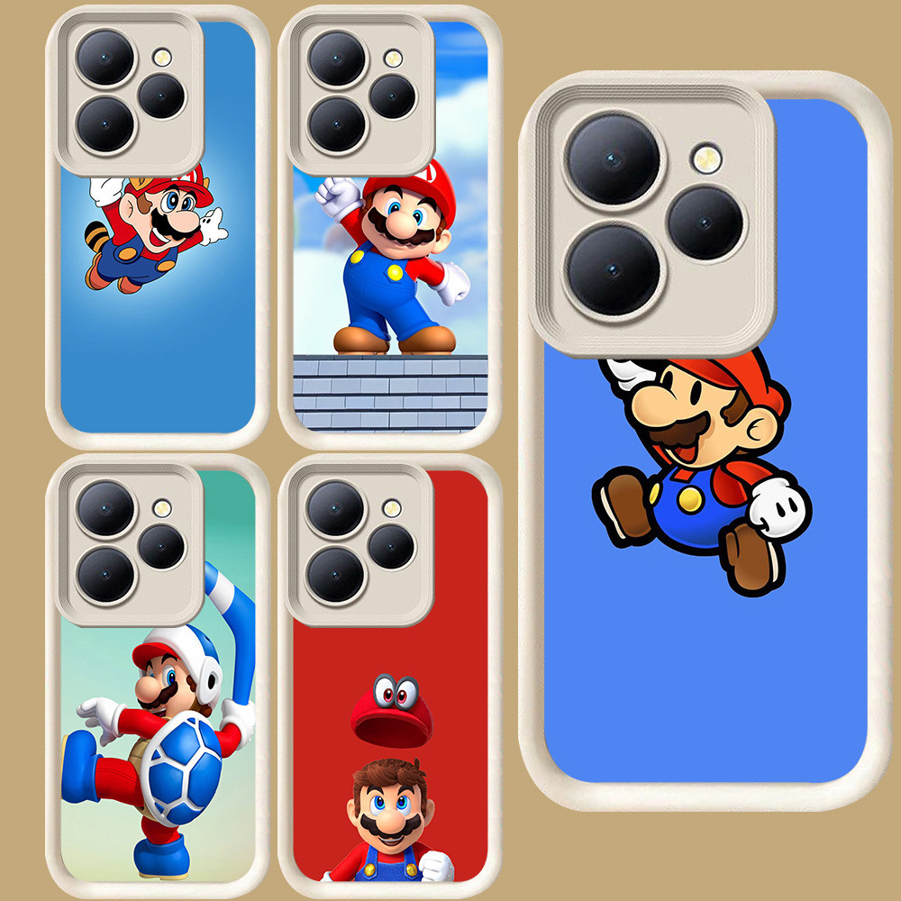 R123 Super Mario Casing untuk ITEL P55 City 100 A80 RS4 S23 A70 A50 P65 A90 5G Putih