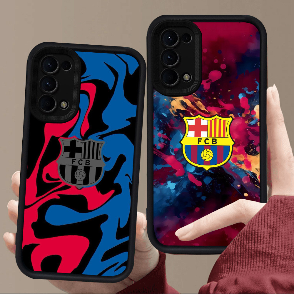 E128 FC Barcelona Casing untuk Silikon Hitam OPPO A55 Reno 6 A16s A16 A54S A95 A92 4 A72 A94 A52 A74