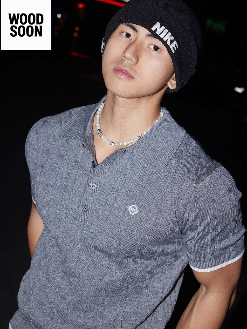 PAPASLILMONSTER  Kemeja Polo Lengan Pendek Bordir Bunga Gaya Uang Lama Amerika Kaos Rajut