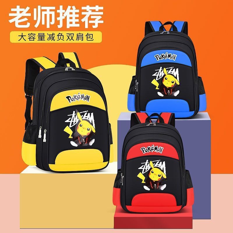Tas Sekolah Anak Sekolah Dasar Bisnis Laki-laki, Ransel Anak Pikachu untuk Kelas 1-6, Tas Bahu Ganda