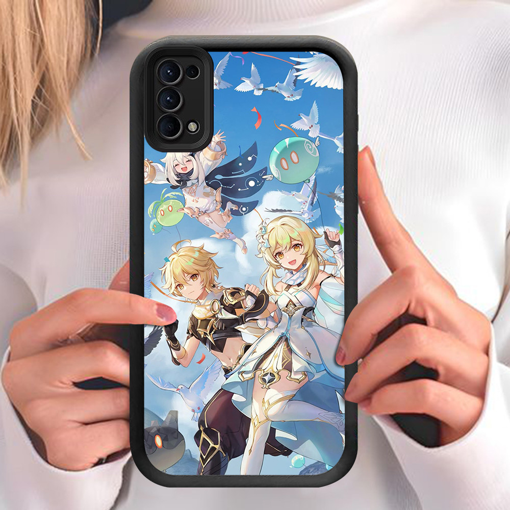NA-34 Genshin Impact Shockproof Casing untuk OPPO Reno 4 5 6 Find X3 Lite Realme C65 Narzo N53 N63