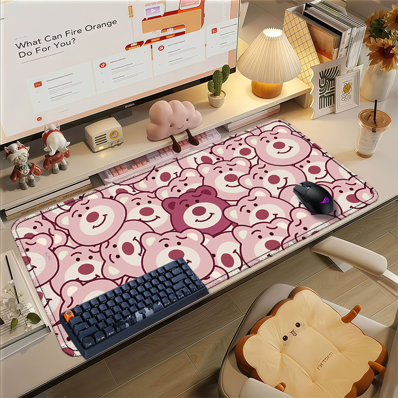 Lotso aesthetic bantalan mouse pad karet besar aesthetic anime custom lebar gaming mousepad 80x30 cm