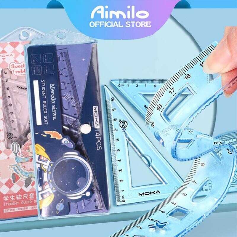 

[READY] Aimilo Penggaris Lucu 1 Set 4 Pcs Premium Ruler Dapat Ditekuk Tanpa Patah Plastik