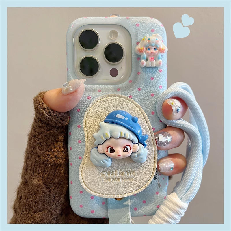 Casing Iphone Casing Ponsel Stand Apple 16 Max iPhone 15 Pro Baru 13 Wanita 12 Lembut 14 Tekstur Kul