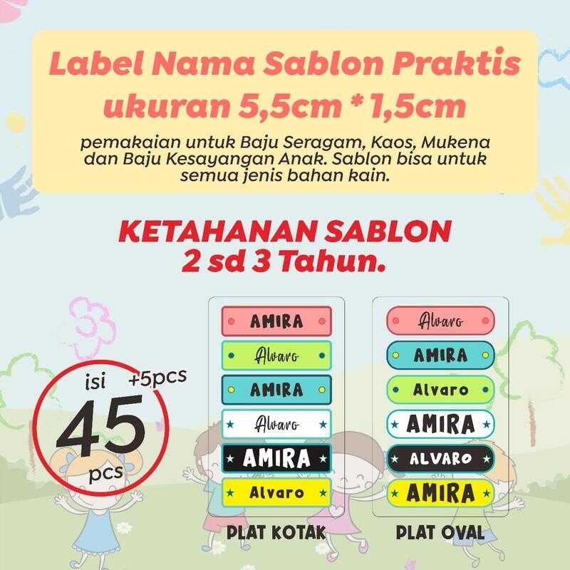 

Label Plat Nama Stiker Bu dan Seragam Sekolah Bentuk Kotak