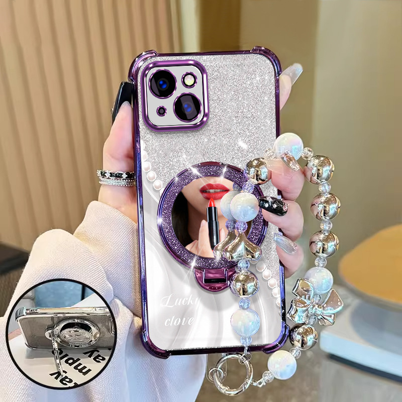 IPHONE 13 14 Premium Cute Aesthetic Shockproof tali hp gantungan hp Cermin case Cassing Casing Cesin