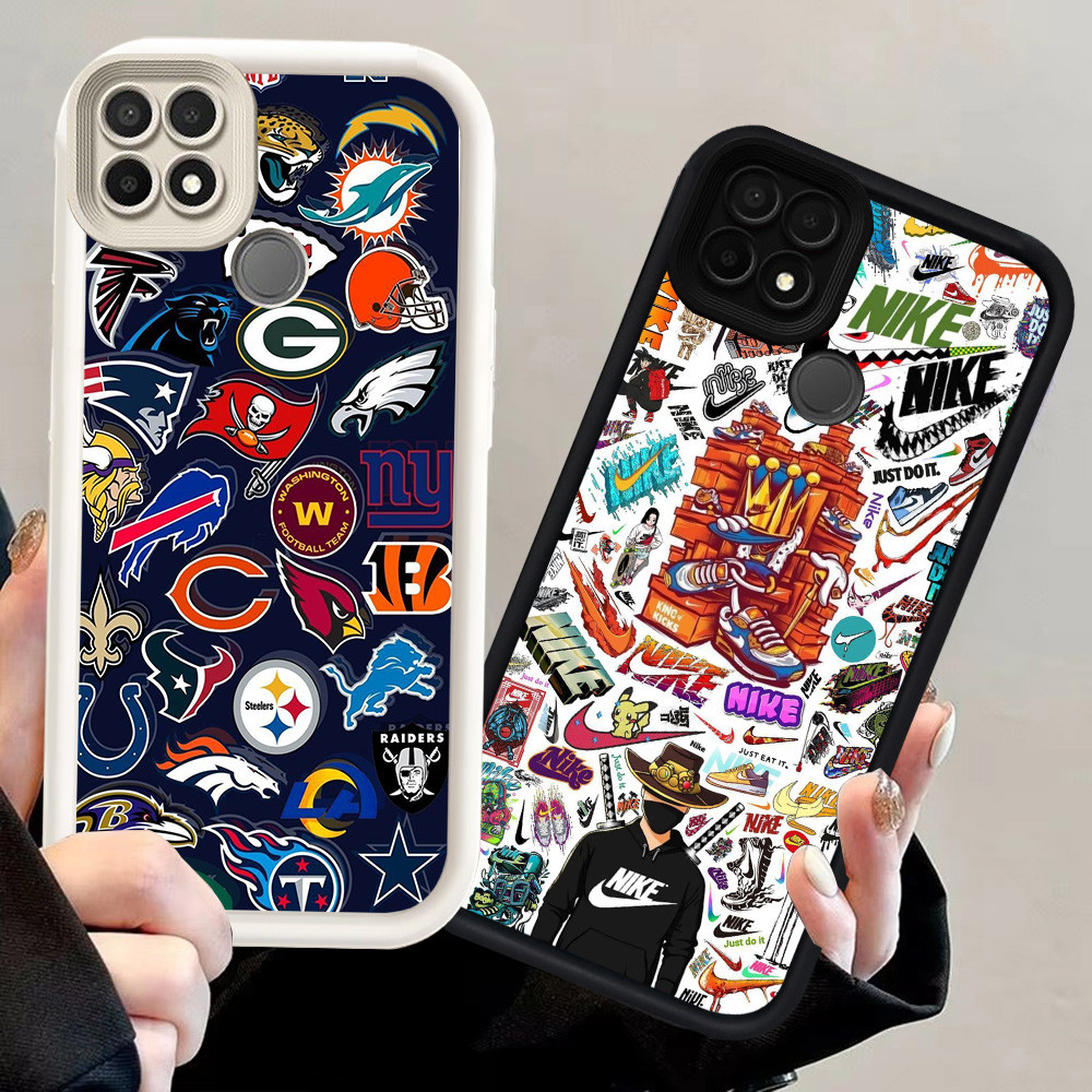 N104 fashion bola basket Silikon hitam putih Casing untuk Realme C12 C25 C25S C15 OPPO A35 A15 A15S 