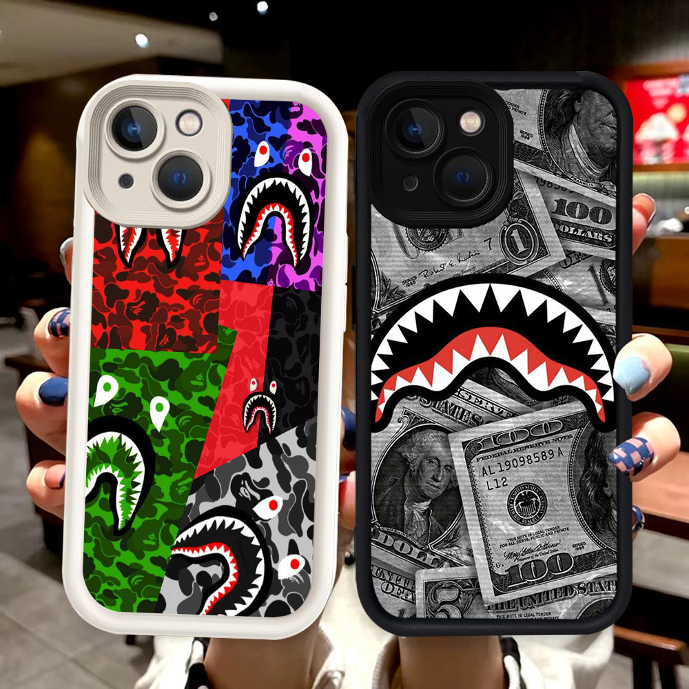 N86 Bape Silikon hitam putih Casing untuk iPhone XS 15 X Pro Max Case