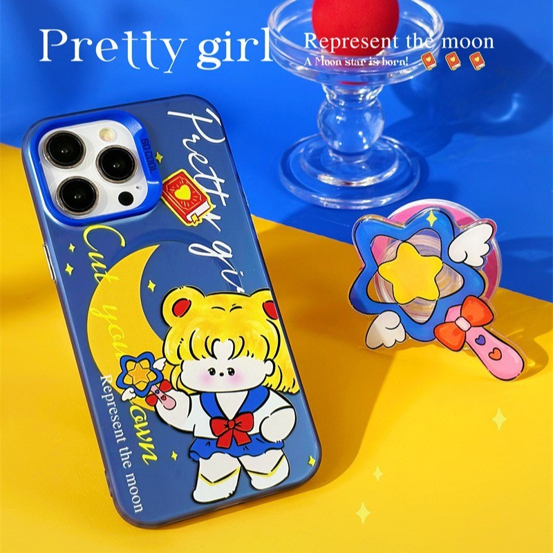 Casing iPhone 16/15Promax cocok untuk dudukan magnet Apple 14 13Pro laser buram 12 zhitai