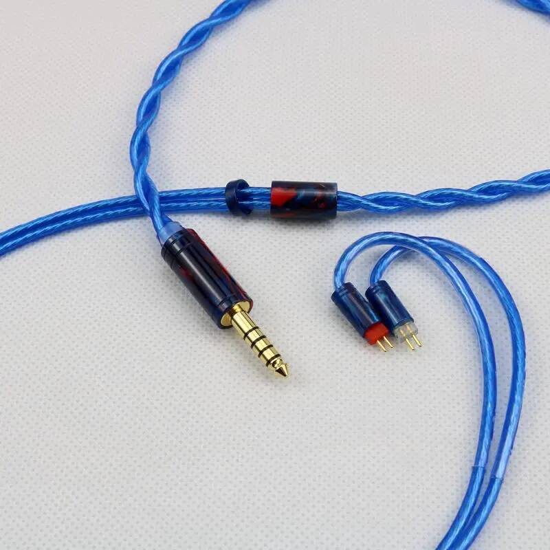 K15 XINHS Kabel Upgrade Headphone Hybrid 2-strand Biru 6N+OCC dan Berlapis Perak 6N+OCC