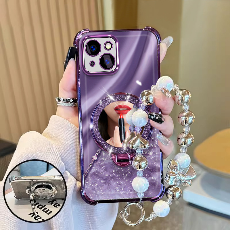 IPHONE 13 14 Premium Cute Aesthetic Shockproof tali hp gantungan hp Cermin case Cassing Casing Cesin