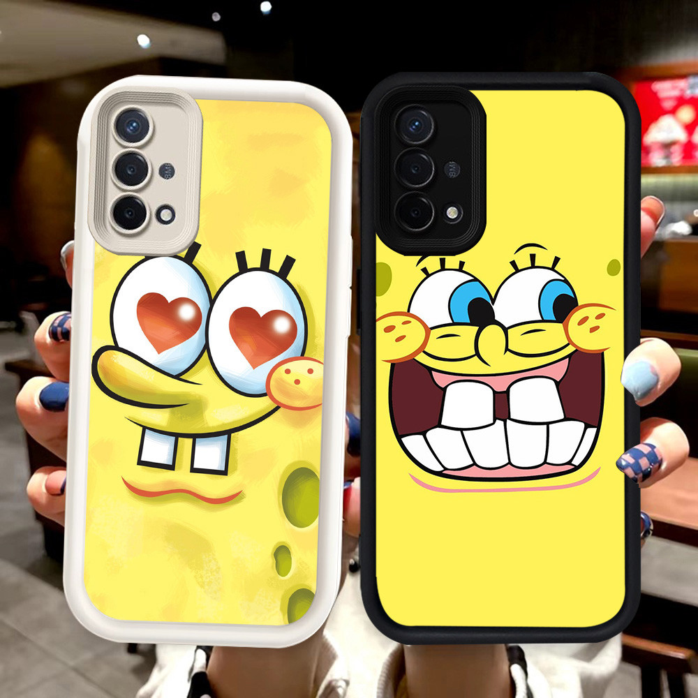 N98 Spongebob Silikon hitam putih Casing untuk OPPO F19 A74 A95 A55 F19S Case