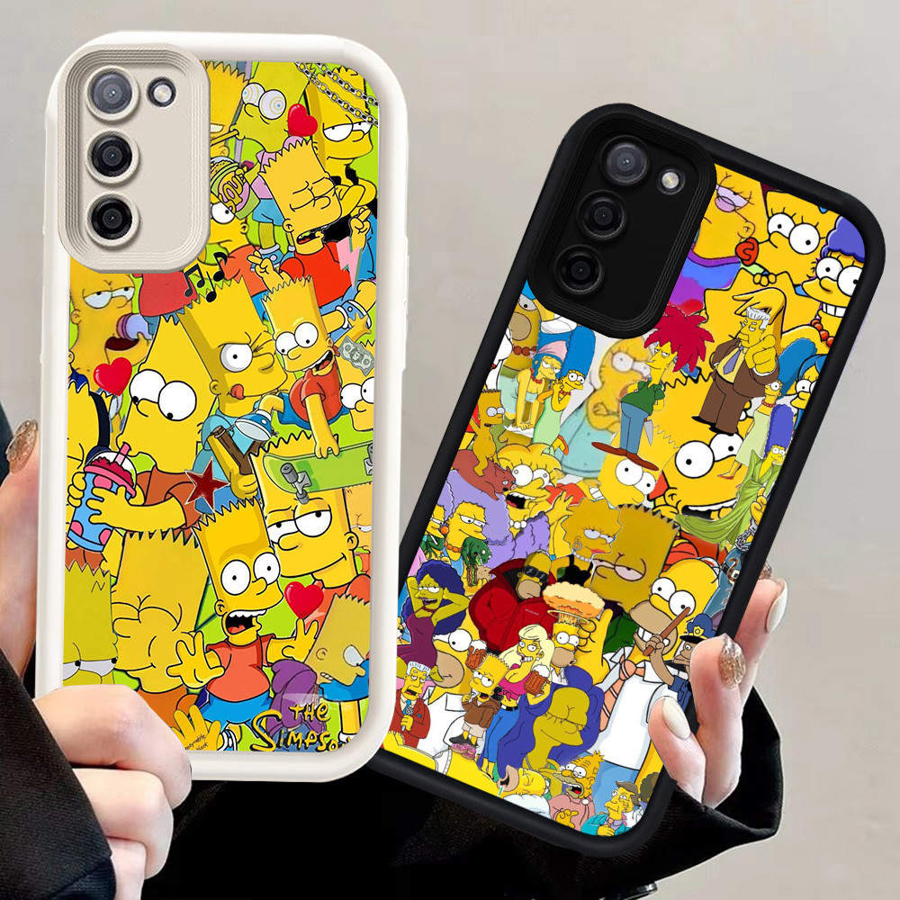 N55 Simpson Silikon hitam putih Casing untuk Samsung A31 S21 S20 FE A71 A51 Case