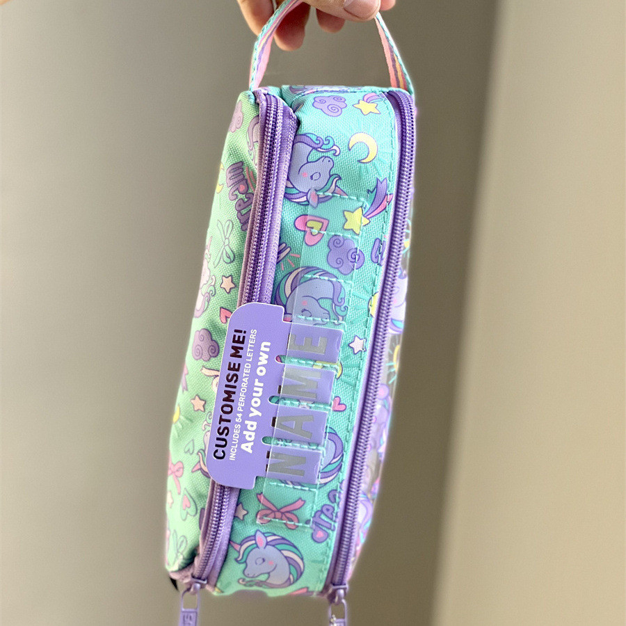 

NEWAR - Kotak Pensil Anak Kasus pensil Australian Smiggle hijau unicorn nama transparan kotak penjara multifungsi zipper kantong penyimpanan diam Impor