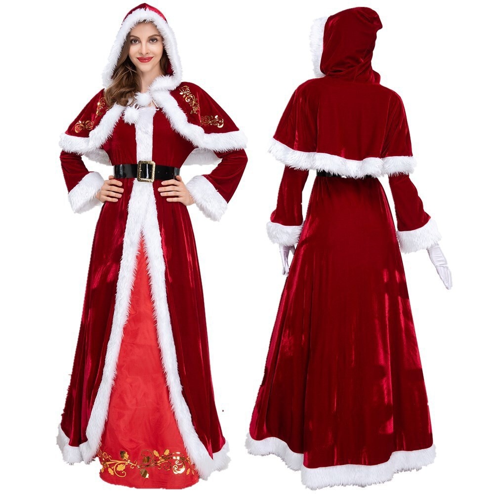 Baju Edisi Natal  Beberapa Santa Claus, gaun merah wanita dewasa, kostum pertunjukan Natal  Import