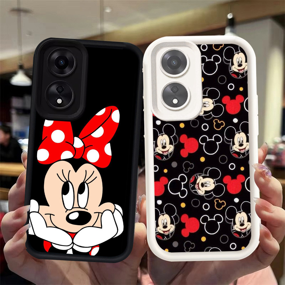 T-2 Mickey Hitam Putih silikon lembut Casing untuk OPPO A58 A98 A78 5G A60