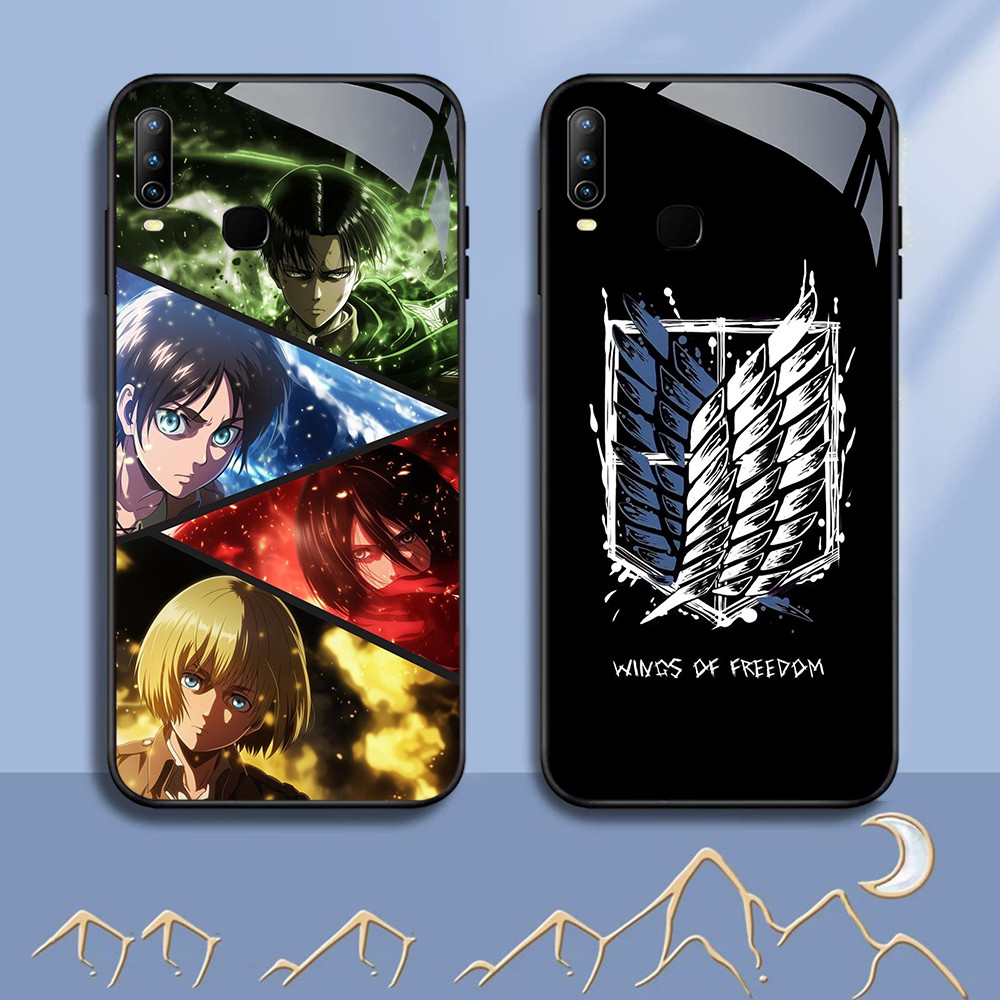 NC-6 Attack on Titan Kaca Glass Case Untuk VIVO Y17 Y95 Y15 Y85 Y12 Y11 V9 Y89 Y91C Y93 X23 Y19 Y91