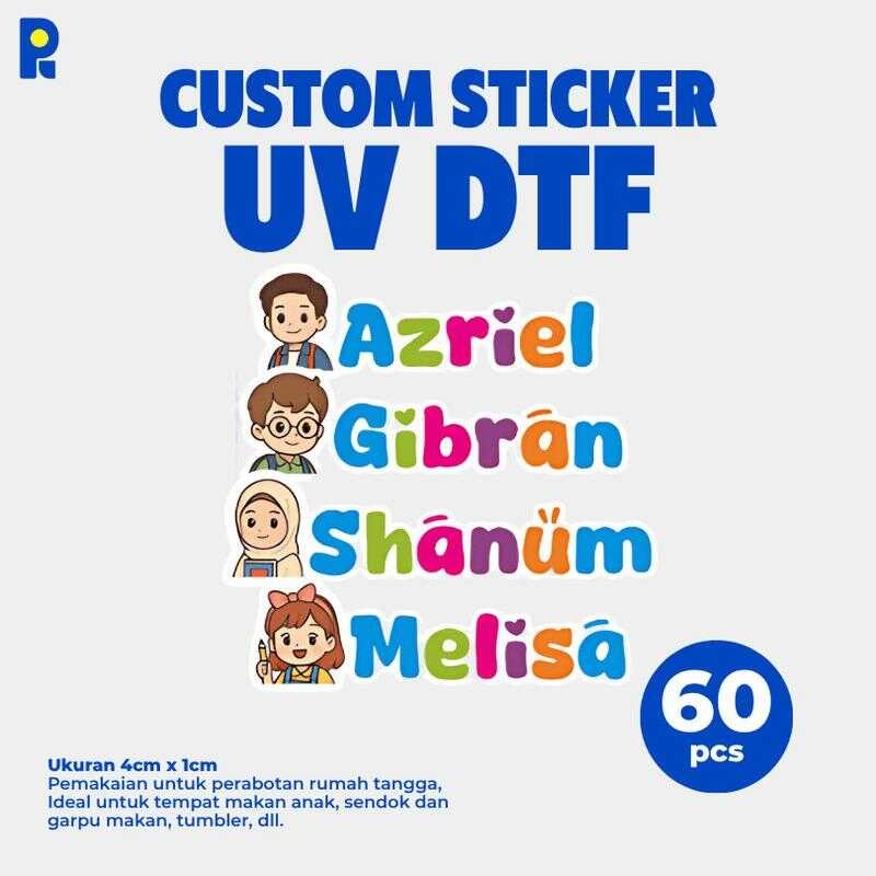 

Pikapik Sticker Label 60pcs Free Custom Nama UV DTF High Quality Tahan Air