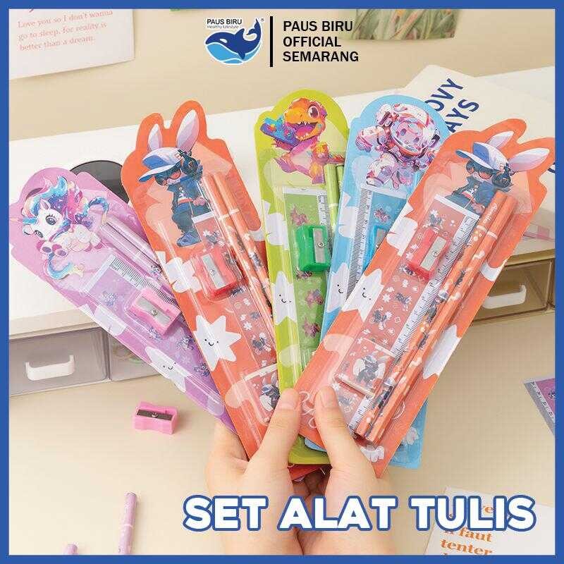 

Paus Biru - AIMILO Set Alat Tulis Cocok Untuk Tempat Lengkap Kartun Pengserut Penghapus Penggaris Masuk Kotak Pensil