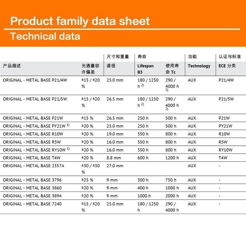 Lampu Mobil Sinyal OSRAM 12V P21/5W 7528Y 12499 P21W 7506Y PY21W 7507 R10W 5009 Lampu Rem Berhenti B