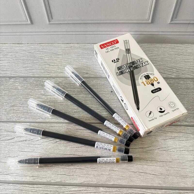 

SELUSIN ( 12 PCS ) Pulpen 0.5 mm Gel Pen Vanco VC-1055 0.5mm