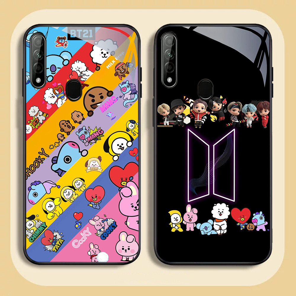 NC-14 BTS Kaca Glass Case Untuk OPPO A31 A32 A53 A53S A33 Realme 7i C17