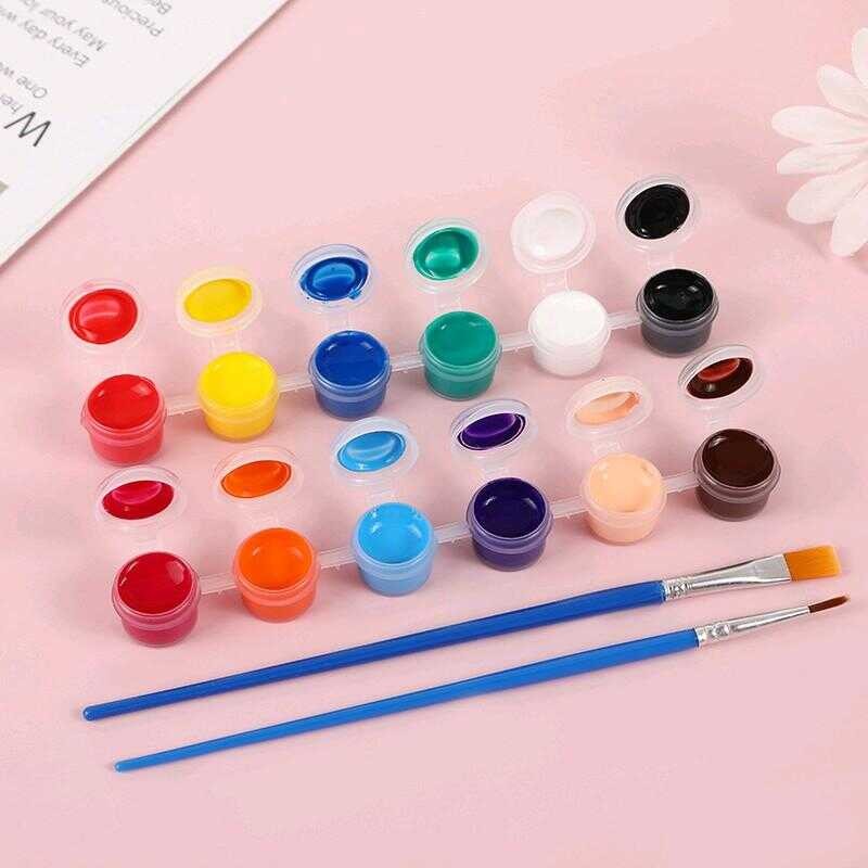 

Cat Akrilik 12 Warna + 2 Kuas Acrylic Paint Set Kanvas Kertas Lukisan