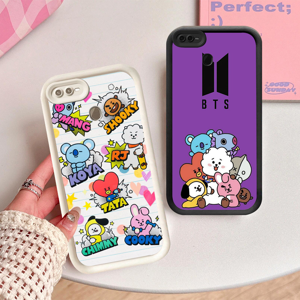 NA-11 BTS BT21 Shockproof Casing untuk OPPO A7 F7 A12s A12 F9 A5S Realme 2 Pro