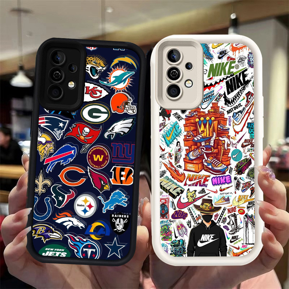 N104 fashion bola basket Silikon hitam putih Casing untuk Samsung A72 A52 A56 A33 A23 A52S A73 S25 U