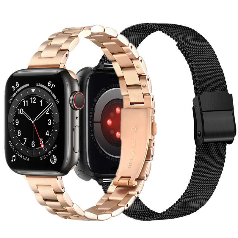untuk Jam apel thin Stainless Steel band se 7 6 5 4 40mm 44mm women's strap for watch 3 38mm 42 0mm 