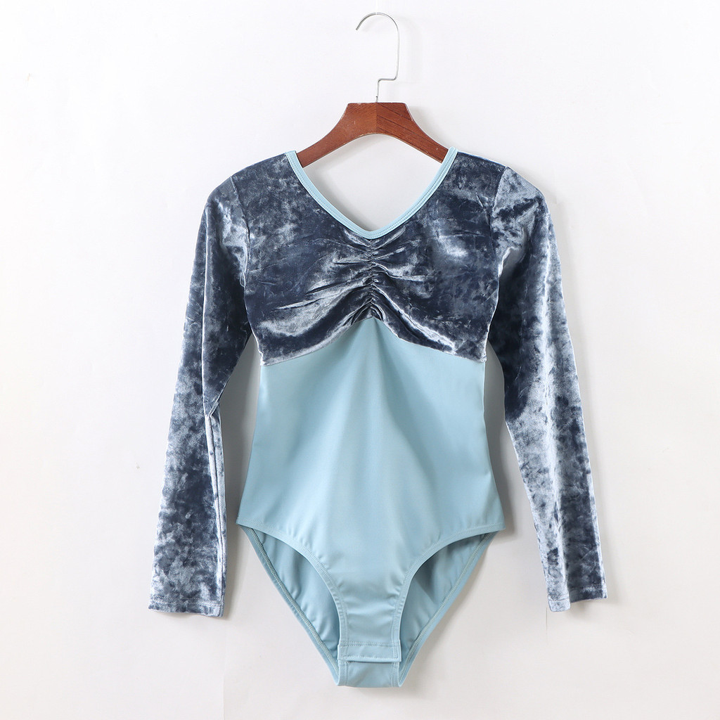 Baju balet Anak   Kostum tarian, wanita gugur dan musim dingin panjang lengan balet hijau pelatihan,