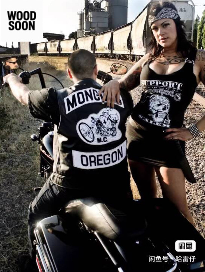 Asli Lapisan Atas Sapi Sepeda Motor Rompi Harley Sons of Anarchy Mongolian Gang Jaket Kulit Pria Tre