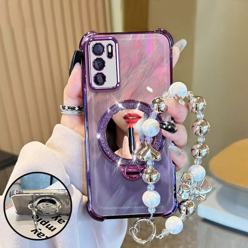 OPPO A16-4G A16S A54S-4G Premium Cute Aesthetic Shockproof tali hp gantungan hp Cermin case Cassing 