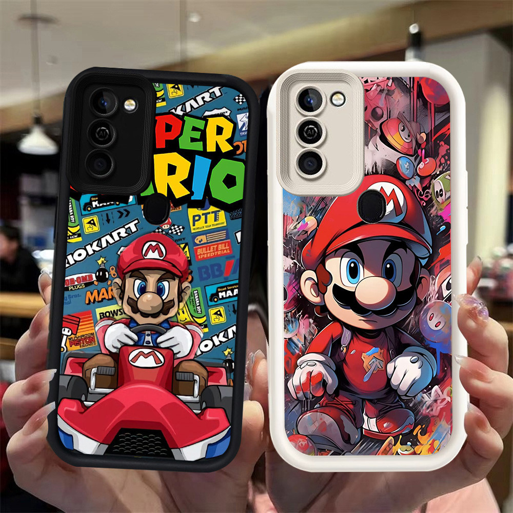 N44 Mario Silikon hitam putih Casing untuk Samsung A02 A11 M02S A21S A03S M02 A03 Core A02S A20S Cas