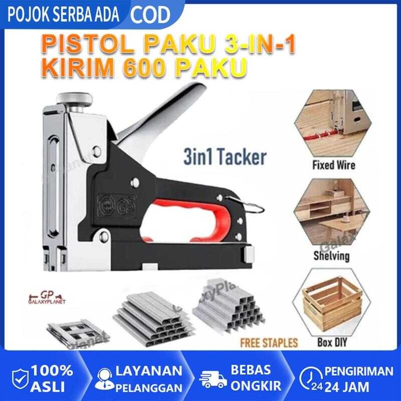 

Gratis 600 Paku / Stapler Tembak Serbagua Staples 3 I 1 4-14 MM Tembok jokmotor triplek kayu 3i1 Besi Had Staple