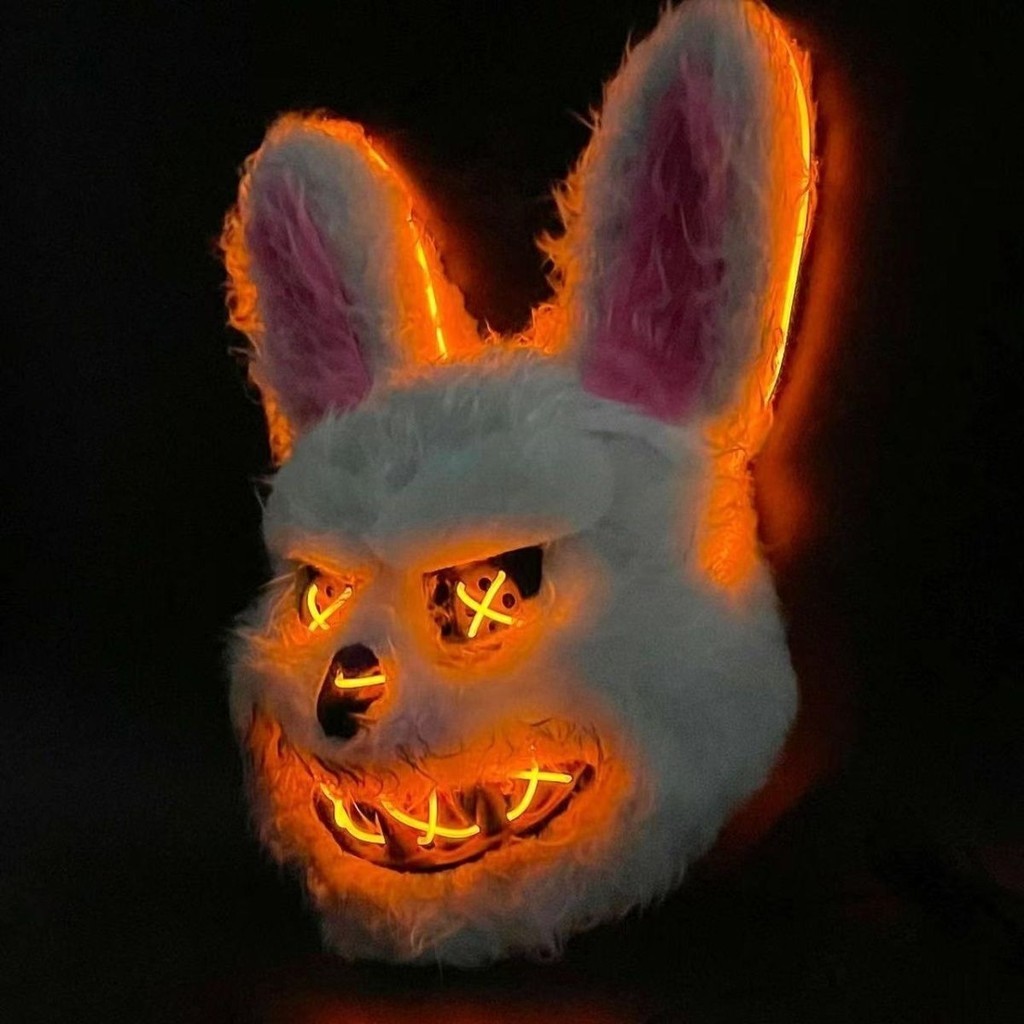Halloween Horror Mask Glowing Bloody Rabbit Horror Costume Props Halloween Glow Mask Plastic Horror