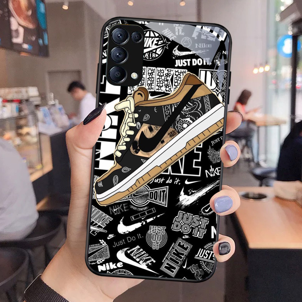 NC-64 Nike Kaca Glass Case Untuk OPPO Reno 6Z 6 5 4 3 A91 F15