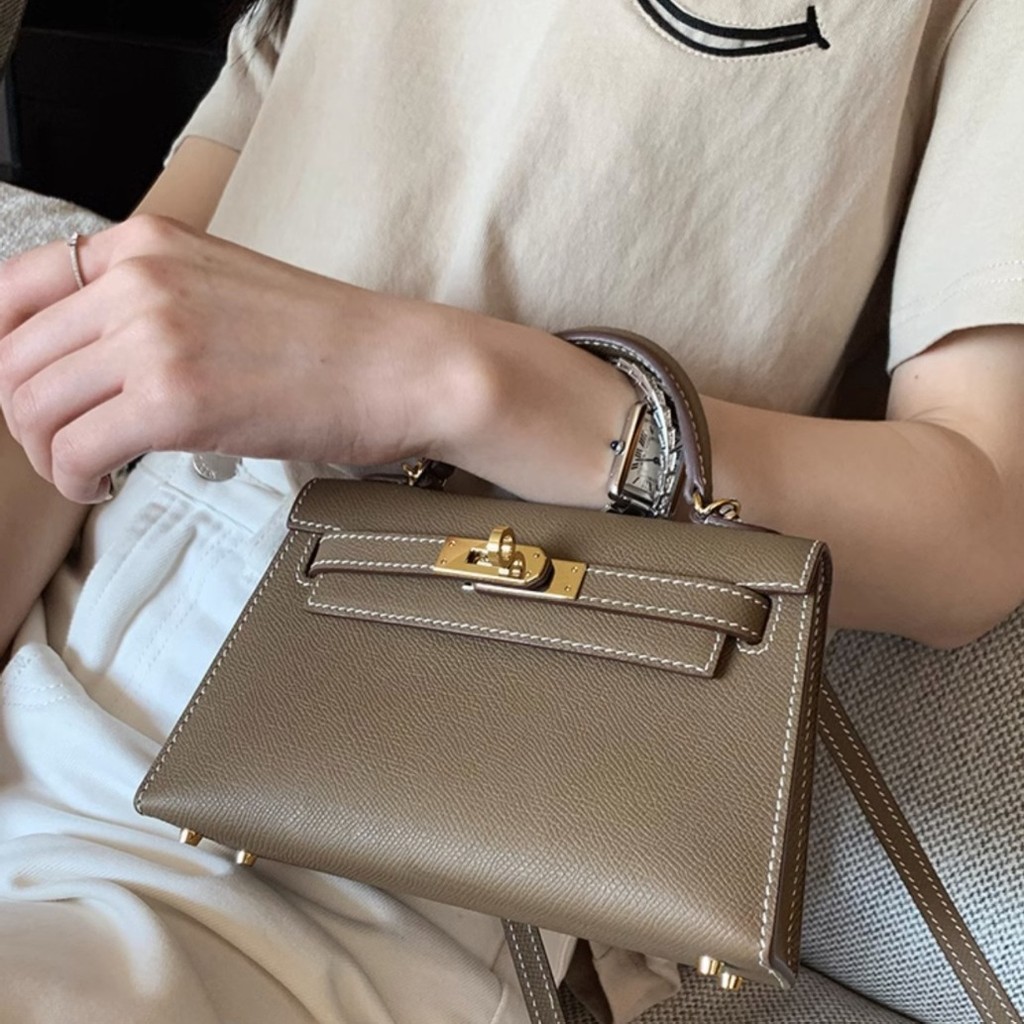 Palm Pattern Kedua Generasi Kelly 2024 Trendy Baru Mini Premium Kulit Handheld Satu Cross Shoulder B