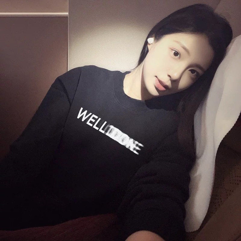 WE11DONE TRACK Phantom Letter Niche Trendy Brand American Plush Loose Men's Couple Round Neck Hoodie