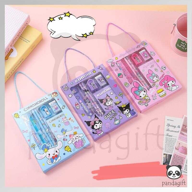 

(BOX) Alat Tulis 6 in 1 Karakter Kuromi Murah Lucu Pouch Set Stationery Hadiah - GG0416