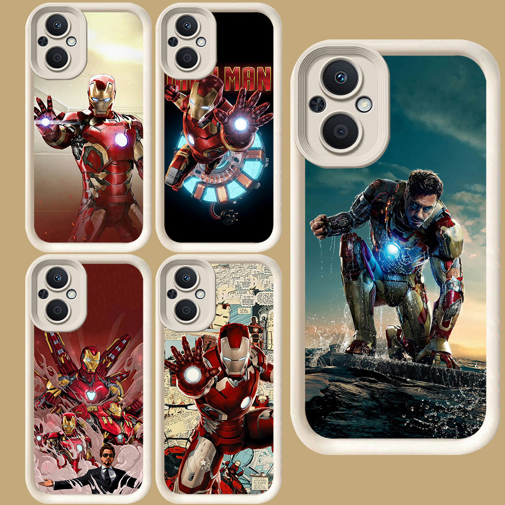 R74 Iron Man Casing untuk OPPO Reno 7 8Z 7Z 8 Find X5 Lite 5G Putih