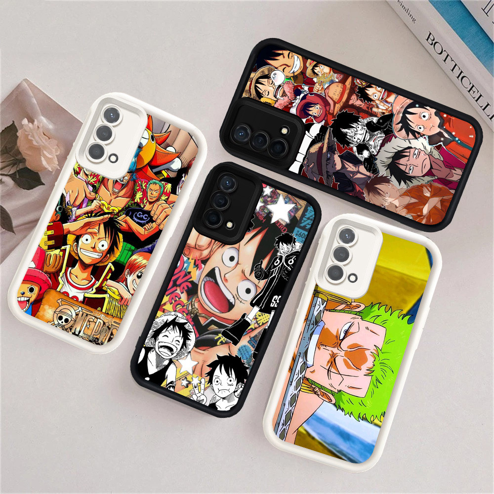 T-16 One Piece Hitam Putih silikon lembut Casing untuk OPPO A95 A55 F19 A74 F19S