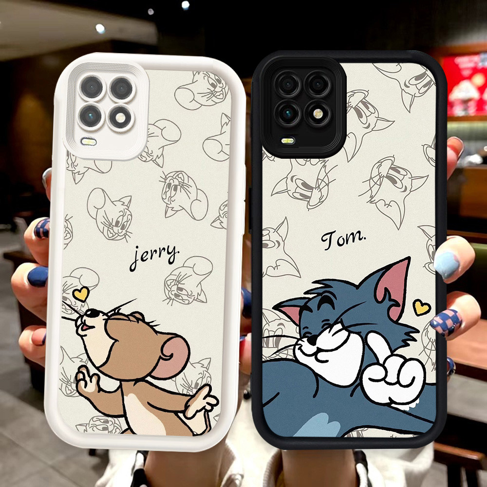N41 couple Cat Mouse Silikon hitam putih Casing untuk OPPO A94 A54 Realme 8S 8 Pro 5G Case