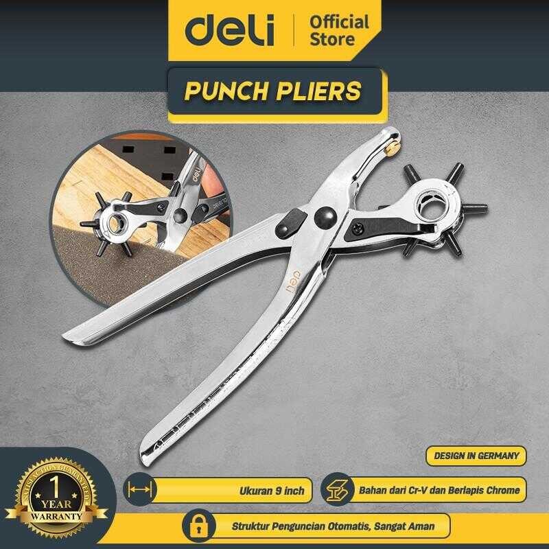 

Deli Hole Puncher / Tang Pembolong Pelubang Sabuk Gesper Kulit DL1919C ba bulat kertas kuat Karton Tali