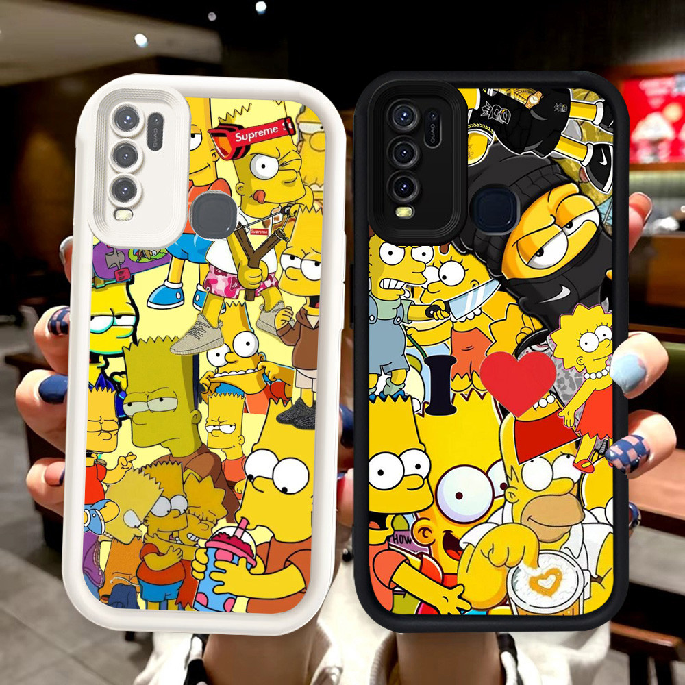 N92 The Simpson Silikon hitam putih Casing untuk VIVO Y50 Y30 V15 Y30i Case