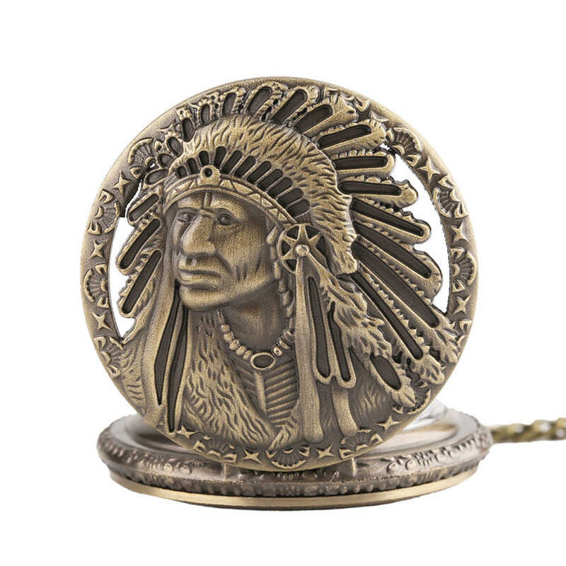 Portret Old Rencana Retro Man Wajah Quartz Pocket Normal 80 cm rantai kalung Watch Jam Hadiah T