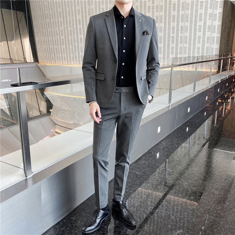 Setelan Jas Pria  Pakaian dua potong laki-laki, profesional bisnis formal, kecil, versi Korea, slim 