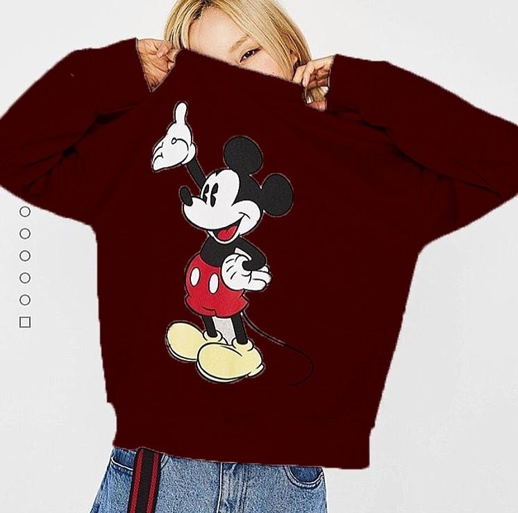 VV.Collection SALE  Sweater Mickey Bers Bahan Babyterry Fit to L / Blouse Korea / Sabrina Bagus /